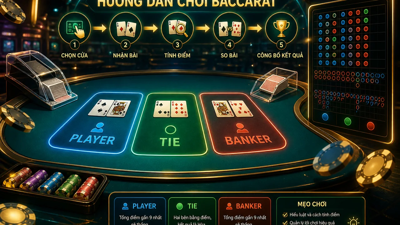 Từ bảng thuật ngữ đến luồng ván: cách chơi baccarat cơ bản mu88 cho người mới